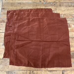 CB2 Bolt Ginger Linen Napkin Set of 3 20" x 20"